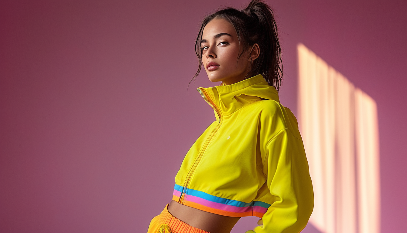 Woman in a vibrant activewear set, confident